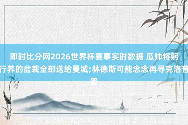 即时比分网2026世界杯赛事实时数据 瓜帅将躬行养的盆栽全部送给曼城;林德斯可能念念再寻克洛普