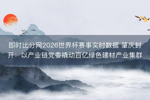 即时比分网2026世界杯赛事实时数据 肇庆封开:以产业链党委撬动百亿绿色建材产业集群
