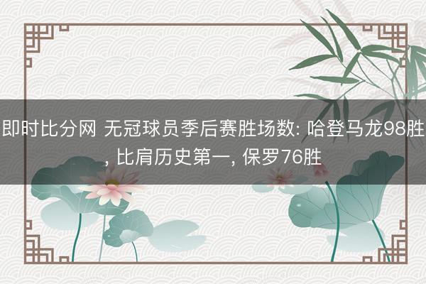 即时比分网 无冠球员季后赛胜场数: 哈登马龙98胜, 比肩历史第一, 保罗76胜